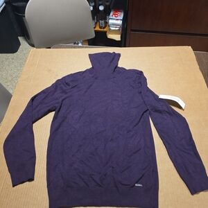 Calvin Klein Women's Long Sleeve Turtleneck Sweater Purple, Size Large